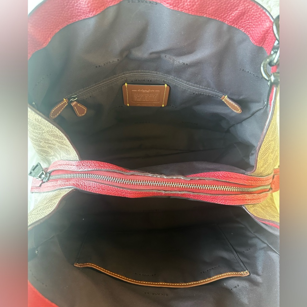 COACH Candy Apple Red Dalton 31 In Jacquard Signature Hobo Bag - Picture 8 of 16